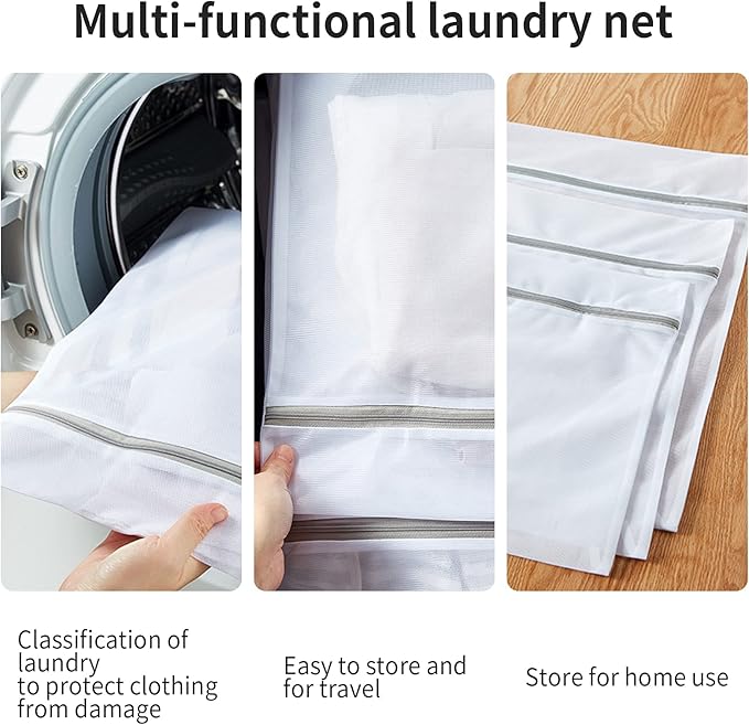 3 Pack XXL Mesh Laundry Bags by MDSXO- Large Jumbo Durable Delicates Bag for Washing Machine for Jackets, Curtains, Jeans 24 * 24 inch [3 Pack]