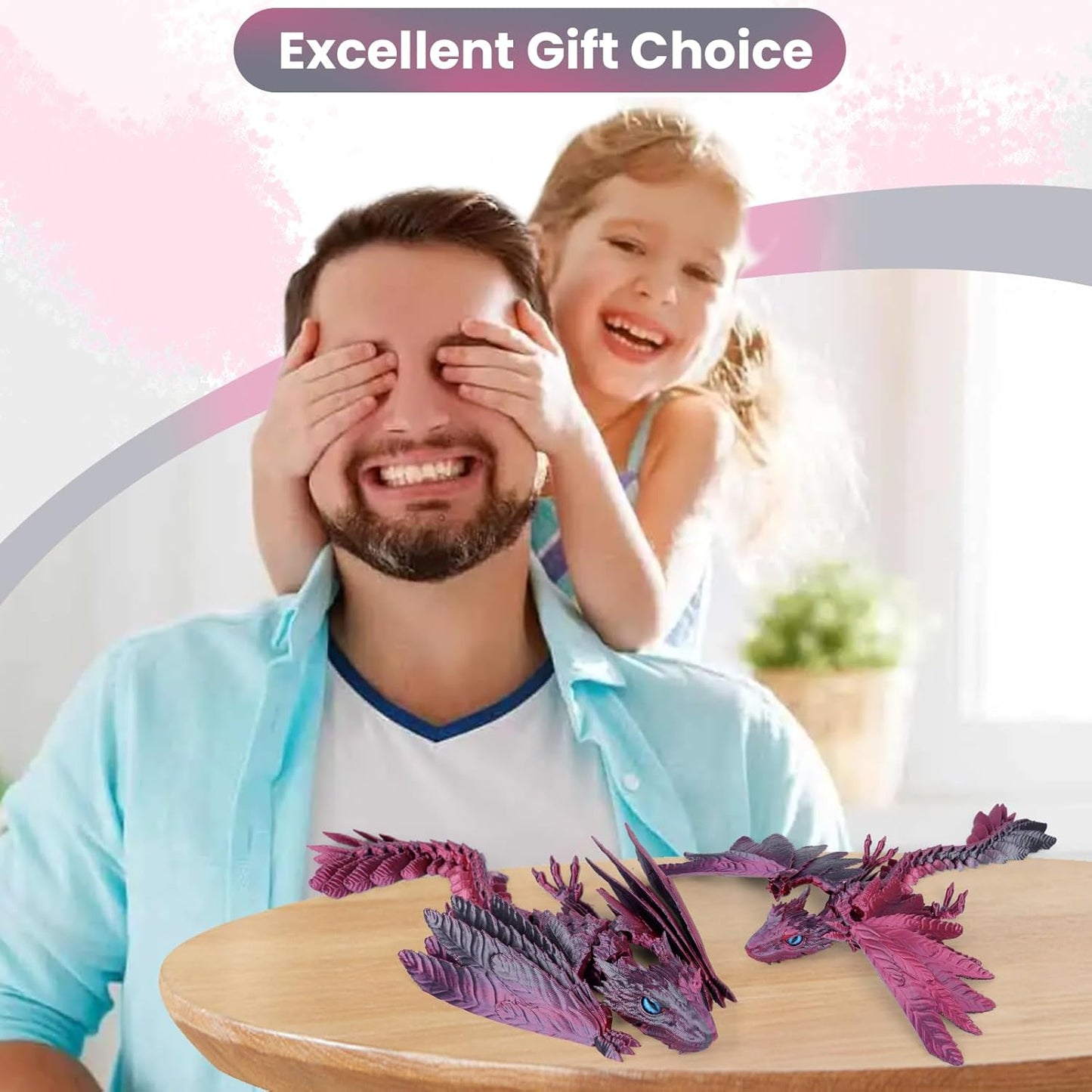 3D Printed Dragon with Wings, Feathered Wyvern Dragon,Full Articulated Crystal Dragon Fidget,Realistic Large Pet Dragon, Flexible Shoulder Dragon Stuff, 3D Printed Animals Toy.