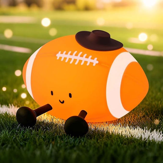 YISUN Football Night Light, Soft Silicone Nursery Night Lamp, Rechargeable Dimmable Rugby Night Lights with Timer, Cute Night Lights for Kids Room Decor Birthday Christmas Gifts