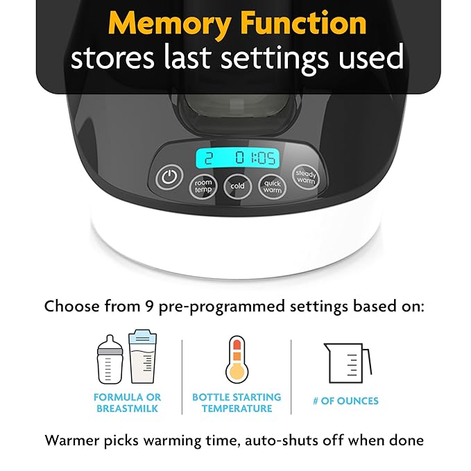 Baby Brezza Fast Baby Bottle Warmer - Baby Milk + Breastmilk Warmer Defroster – 2 Unique Temperatures for Breastmilk + Formula - Universal Fit for All Bottles, Bags + Jars