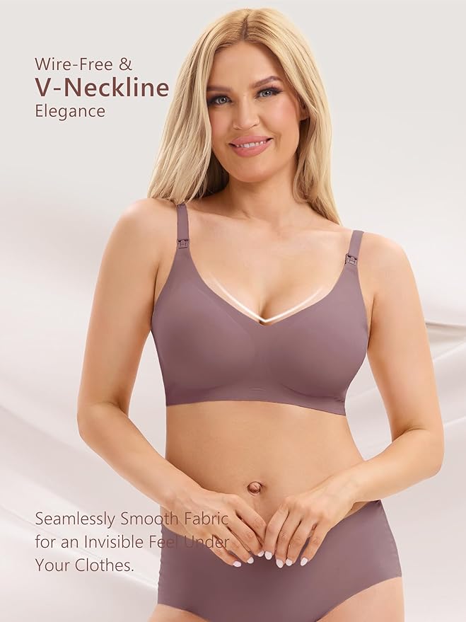Angelhood 3 Pack Nursing Bras for Breastfeeding Seamless Pregnancy Maternity Bra Wireless Sleep Bralette with Extenders