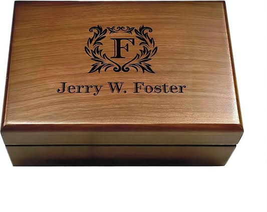 Personalized Keepsake Box | Walnut Wooden Memory Box Gift for Anniversary, Wedding, Valentine, Birthday, Baby Shower, Groomsman | Handmade Keepsake Storage Organizer | Engraved Name Box