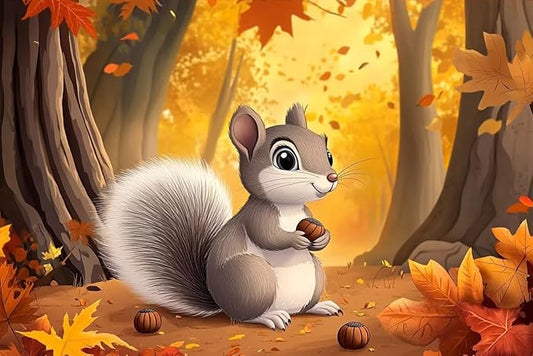 1000 Piece Jigsaw Puzzle - Autumn Squirrel - Adult Animal Jigsaw Puzzle, Wooden Puzzle, Promote Hand-Eye Coordination, Family and Friends Gathering, Family Puzzle