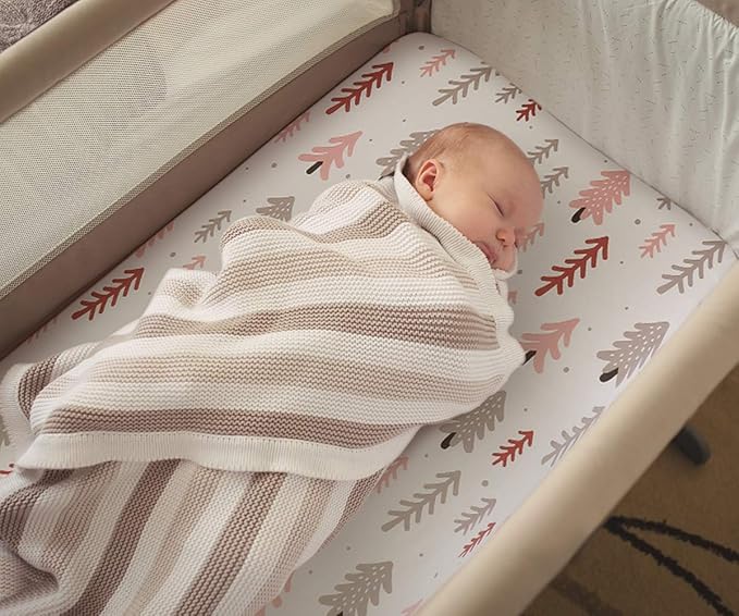 BROLEX 2 Pack Mini Crib Sheets, Stretchy Portable Fitted Playard Sheet Set, Convertible Playard Mattress Cover, Ultra Soft Breathable Material, Jungle Animals