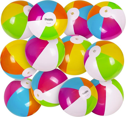 Kangaroo 12-Pack Inflatable Beach Balls Bulk for Kids & Adults I Inflatable Pool Party Favors Swimming Pool Toys I Kids Beach Toys for Beach Games