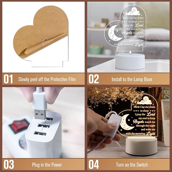 Baptism Gifts for Girl Boy, Nursery Decor Night Light Gifts for Bedtime Prayer, Baby Christening Gifts for Boys Girls, Dedication Gifts Baptismal Gifts Birthday Gifts for Kids, Baptism Decorations