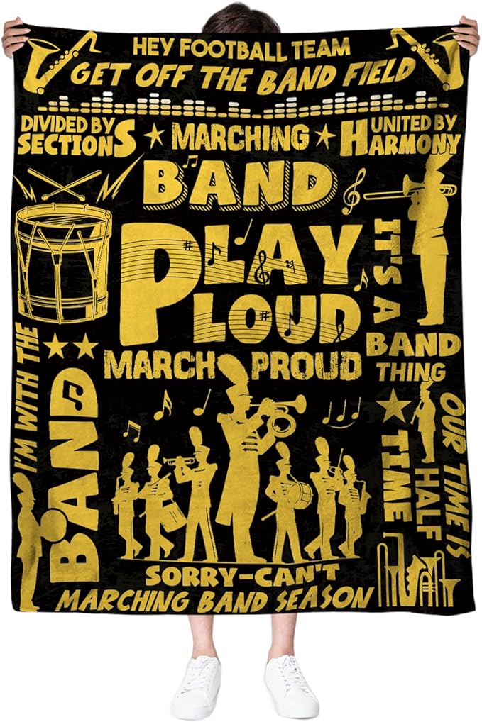 Marching Band Gifts Blanket for Teens, Band Director Gifts for Marching Band Students, Band Flannel Blanket for Men/Women, Rock Band Blanket 50 * 60" Birthday Thanksgiving Gift