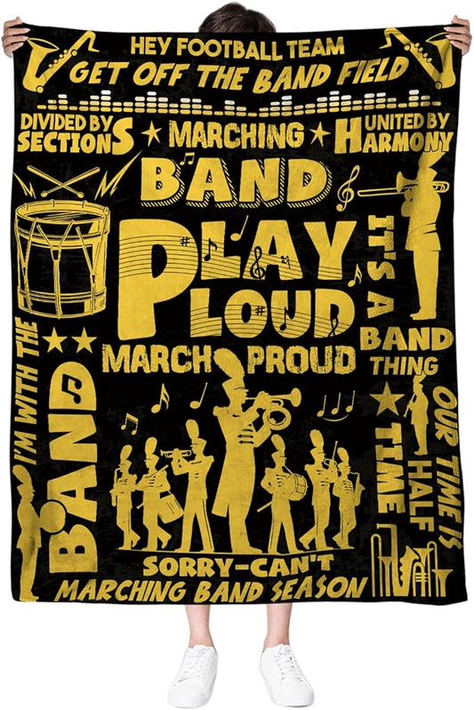 Marching Band Gifts Blanket for Teens, Band Director Gifts for Marching Band Students, Band Flannel Blanket for Men/Women, Rock Band Blanket 50 * 60" Birthday Thanksgiving Gift