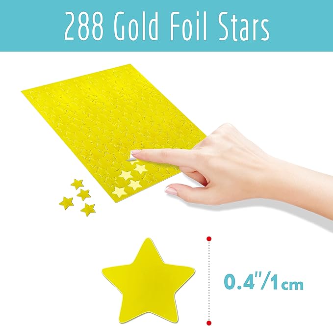 12456 Round Stickers, 12100+ Incentive Reward & 288 Gold Foil Star Stickers in 14 Colors & Designs - Reward Behavior Chart (0.4" Each)
