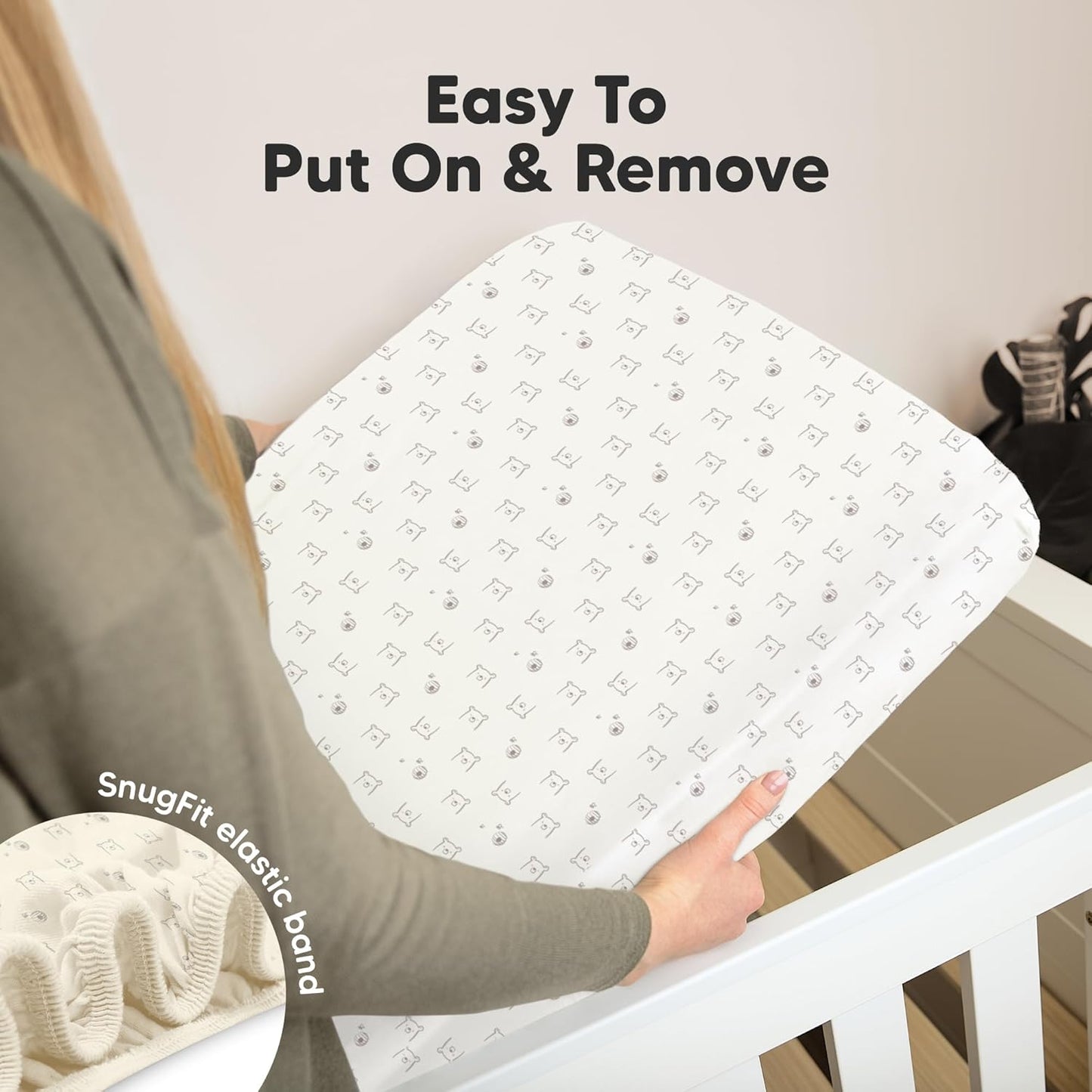 KeaBabies 2-Pack Organic Crib Sheets for Boys, Girls - 52x28 Fitted Crib Mattress Sheet Neutral, Breathable Jersey Cotton Cover for Baby Bed, Toddler Mattress, Soft & Cute Prints (Bumble Bear)