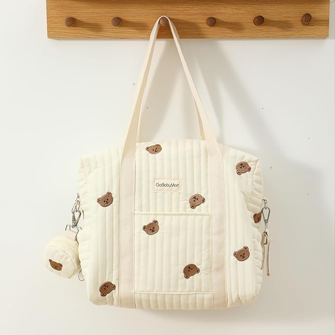 Large Diaper Bag Tote, Maternity Travel diaper tote, Multifunction baby bag, Baby Nappy Bags, Messenger bag (Medium - Bears)