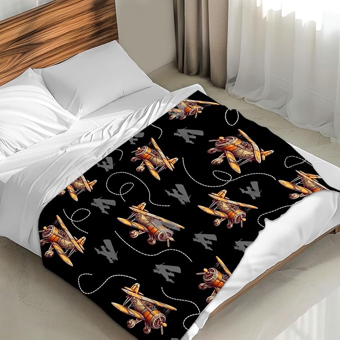 Blankets Kids Airplane Throw Blanket for Boys Son Birthday - 60x80 Inches Comfy Soft Throw for Sofa Couch Bed Office Decor Stuff