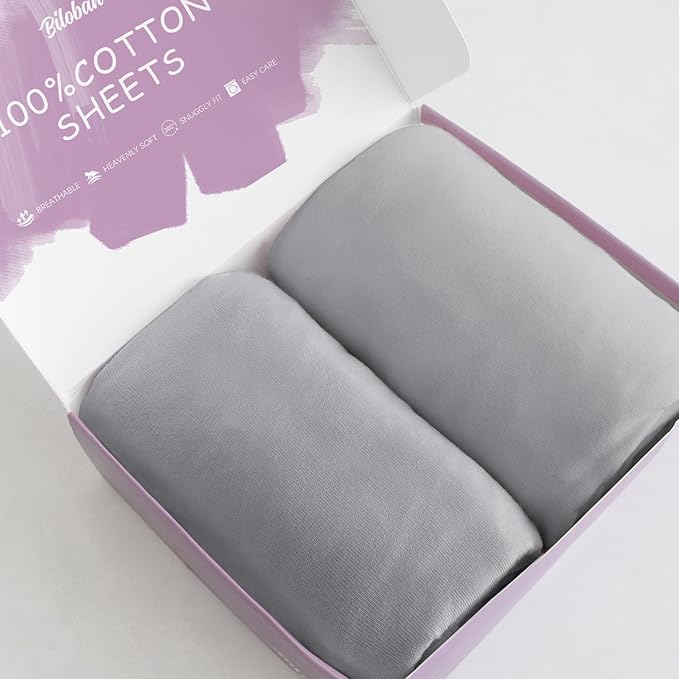 Bassinet Sheets Compatible with Yacul, Graco Travel Lite and Simmons Kids Bassinet(not for Twins), 100% Cotton, 2 Pack, Ultra Soft Bassinet Sheet for Baby, Gray