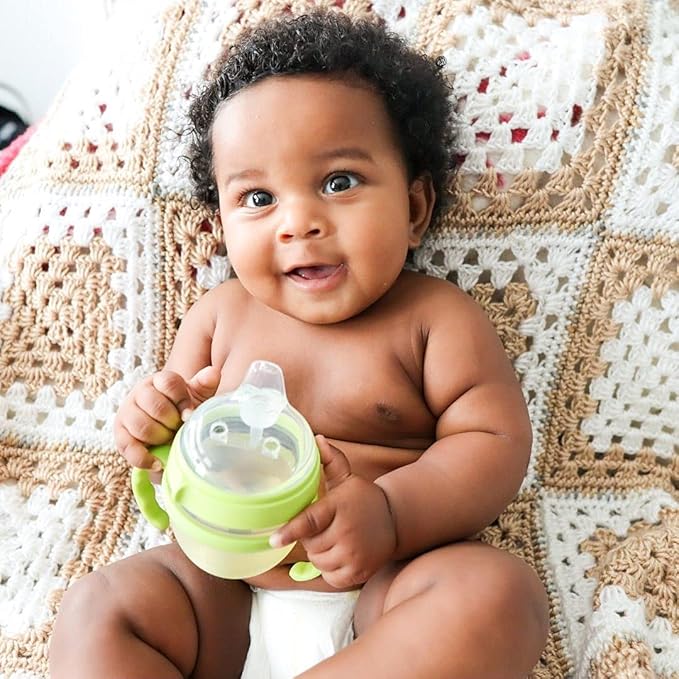 Sippy Cup Soft Spout Transitional Nipple Kit Bundle Compatible with Comotomo Baby Bottles, 5 oz and 8 oz | Value Bundle 2 Kits + Brushes (Green)