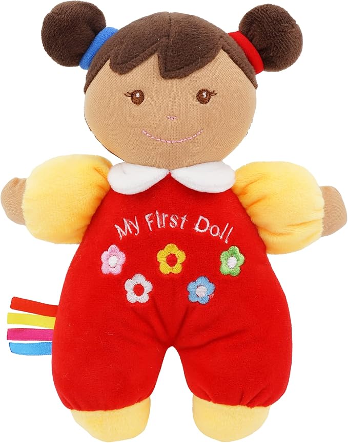 June Garden 9" My First Doll Ava - Soft Plush Baby Doll - Red Outfit