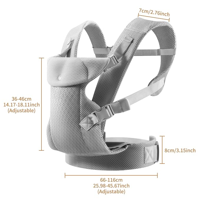 IULONEE Baby Carriers from Newborn with Detachable Bibs Ergonomic Portable Baby Front & Back Backpack Carry Adjustable Toddlers Carrier for Infant Within 33lbs Light Gray