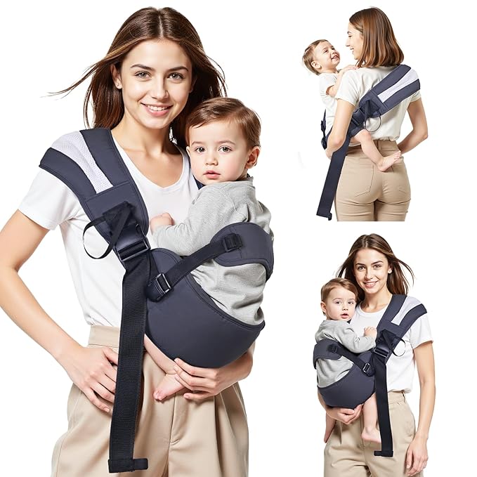 Toddler Carrier Sling for Newborn to Toddler, Ring Sling Baby Carrier 15–55 lbs with Breathable & Anti-Slip Seat Cushion for Comfort, Lightweight Travel-Friendly (Dark Gray)