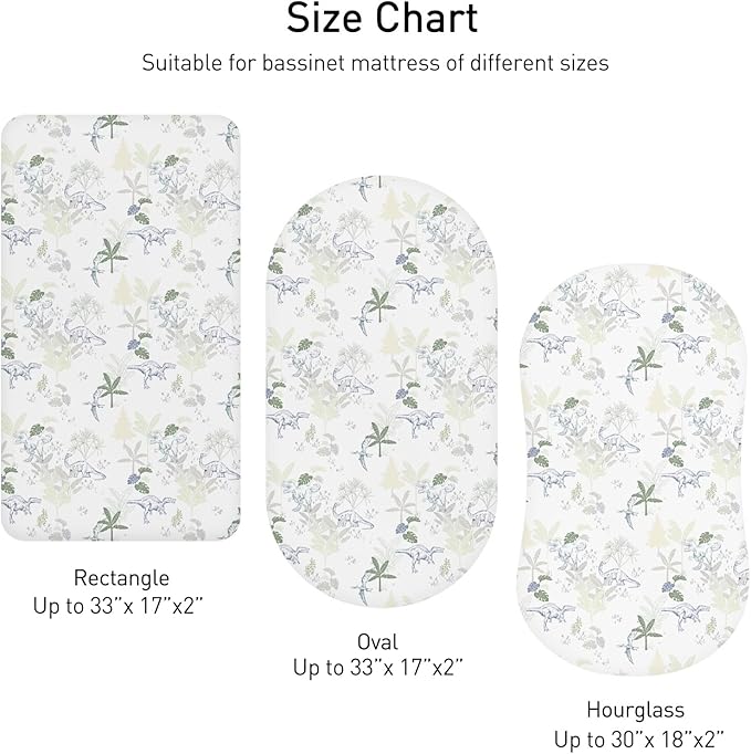 Bassinet Sheets, Bassinet Sheets for Baby Boy and Girl, Bassinet Sheet Neutral, Fit for Rectangle, Round, Oval, Hourglass Mattress, Flexible for Different Bassinet Pad/Mattress 4 Pack