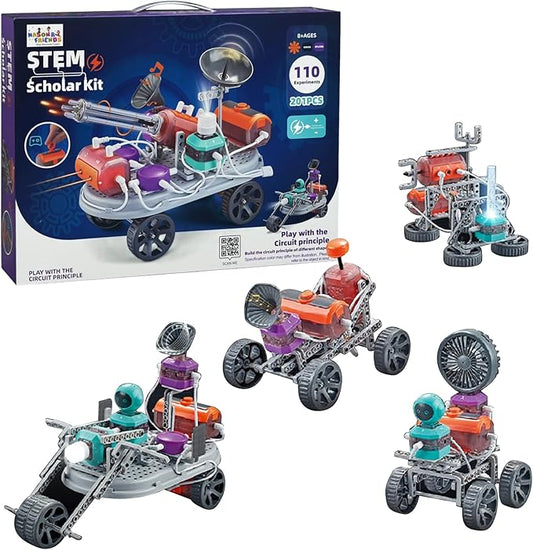 Mason & Friends STEM Scholar Circuit Kit 110 Fun Experiments, 201-Piece Educational Toy for Kids Ages 8-12, Creative Learning and Fun Time, Perfect for Birthdays, Holidays, and Special Occasions