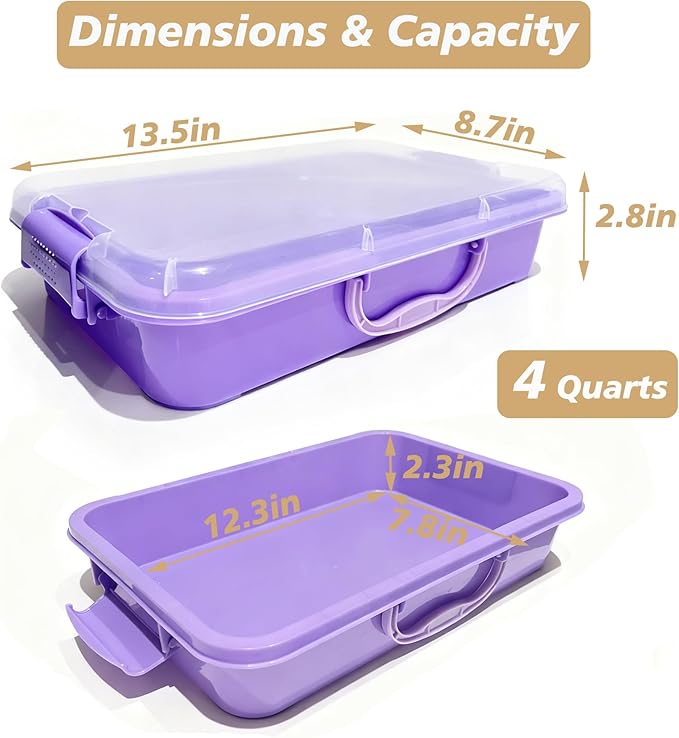 4 Qt (3.8L) Sensory Bin With Lid - 3 Pack, Stackable Storage Sensory Bins with Lids, Portable Sandbox, Organizers Sand, Arts, Crafts, (Blue, Green, Purple)
