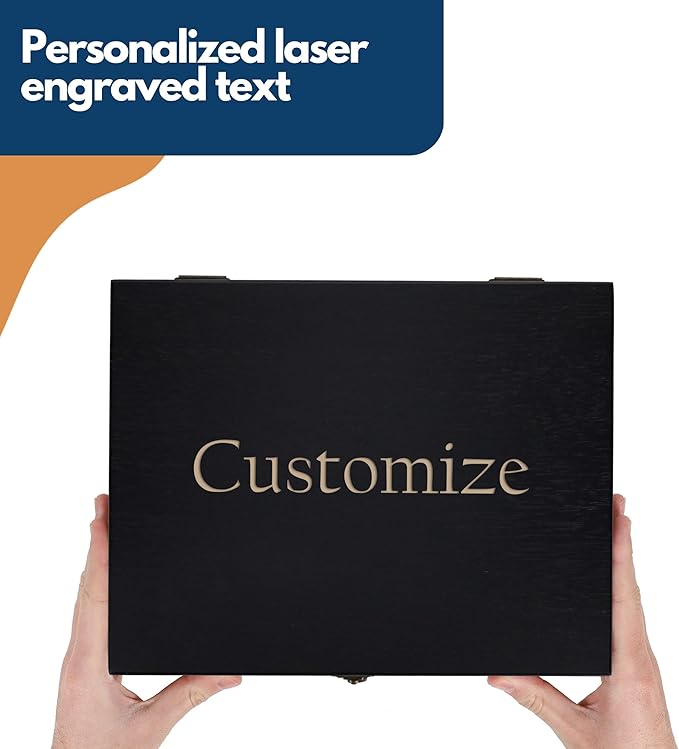 WE Games Custom Engraved Treasure Box with Lid & Brass Latch - Black Stained