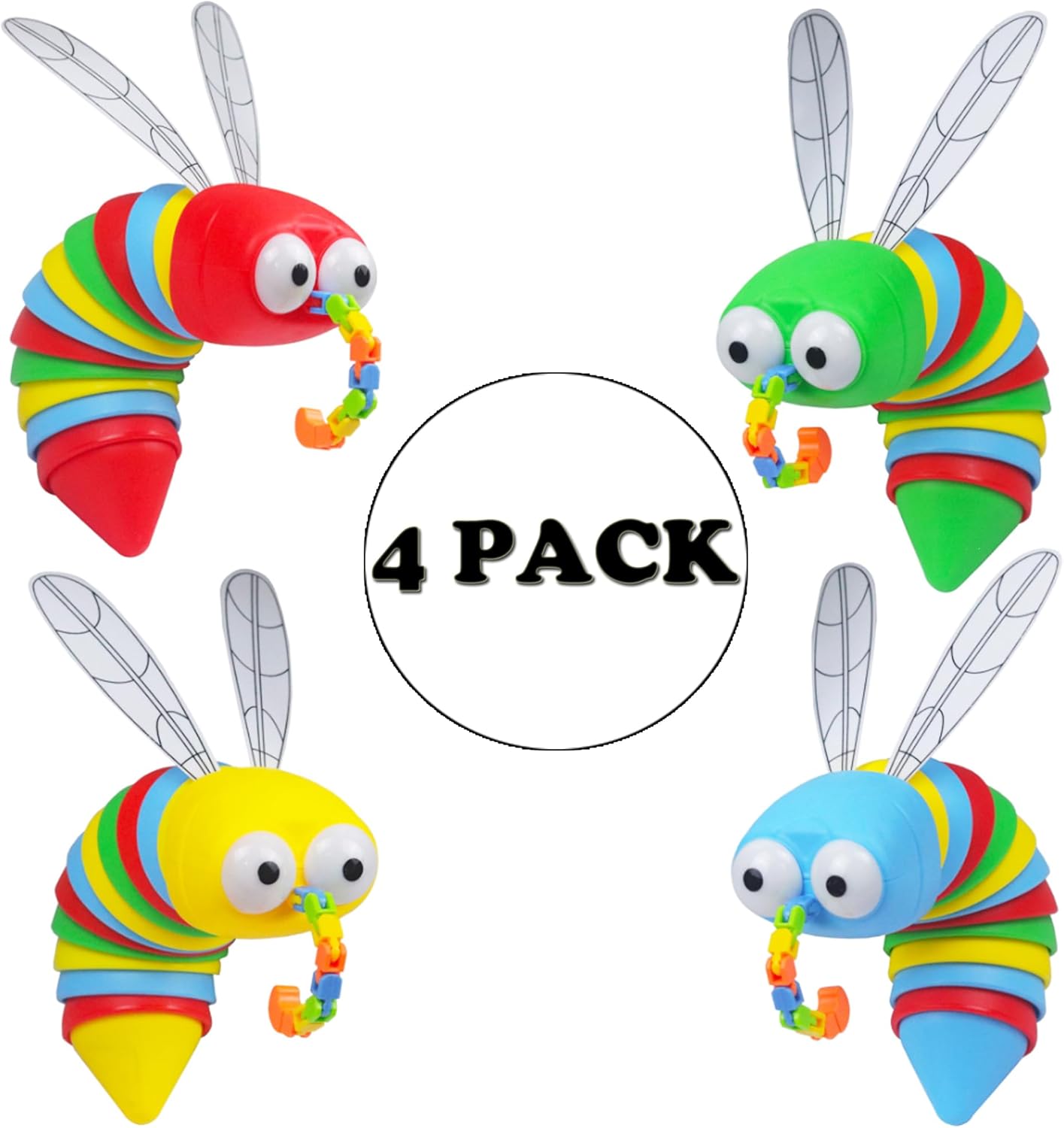 Mosquito Fidget Toy, Quite Toys Fidget Slug Toy for Kids, Restaurant Toys for Toddlers, Road Trip Plane Car Travel Activities for Kids Toddlers (Mosquito, 4 Pack)