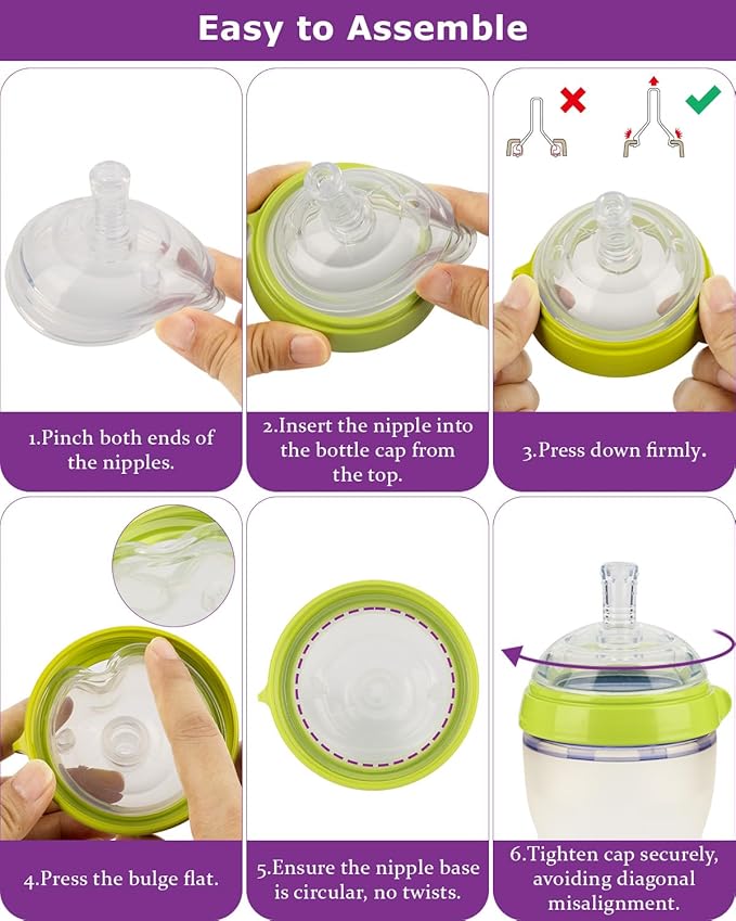 Sippy Straw Cup Nipples for Comotomo Baby Bottles,Food Grade Silicone Straw Top，Variable Flow Soft Nipple，6m+,4-Count