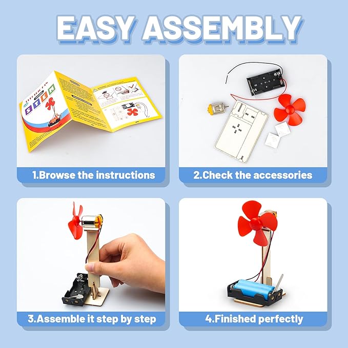 6 STEM Science Kits for Kids Age 6-8 8-12, STEM Building Toys for 6 7 8-10 Year Girls Boys Wood Crafts, Electric Fan Experiments Activities Circuit Projects, Bulk Gifts for Kids Classroom Party Favors