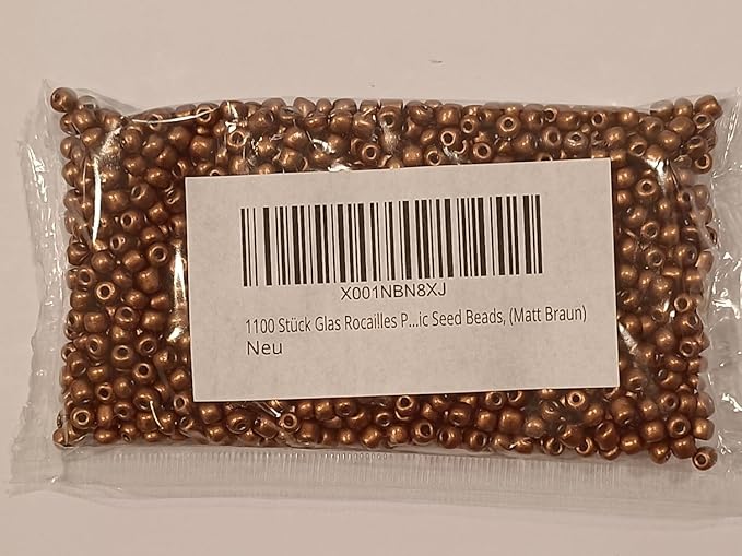 Perlin Glass Seed Beads 4mm 6/0 Round Mini Small Pony Spacer Beads 1100pcs for Jewelry Making Earrings Bracelets Pendants Waist DIY Handmade Metallic Color Kit (Matte Brown)