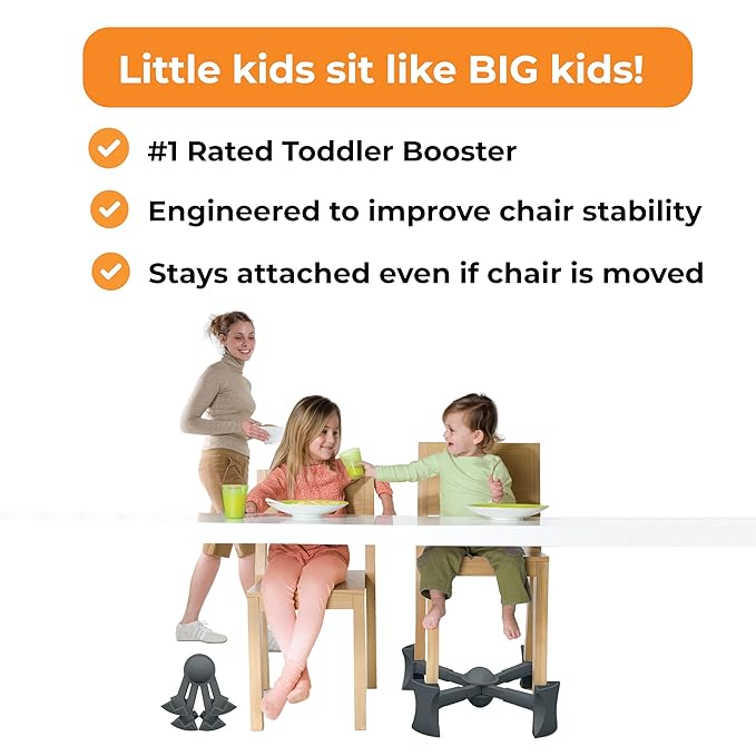 KABOOST Booster Seat for Kitchen Chair, Charcoal - Goes Under The Chair - Portable Booster for Toddlers and Grown Ups
