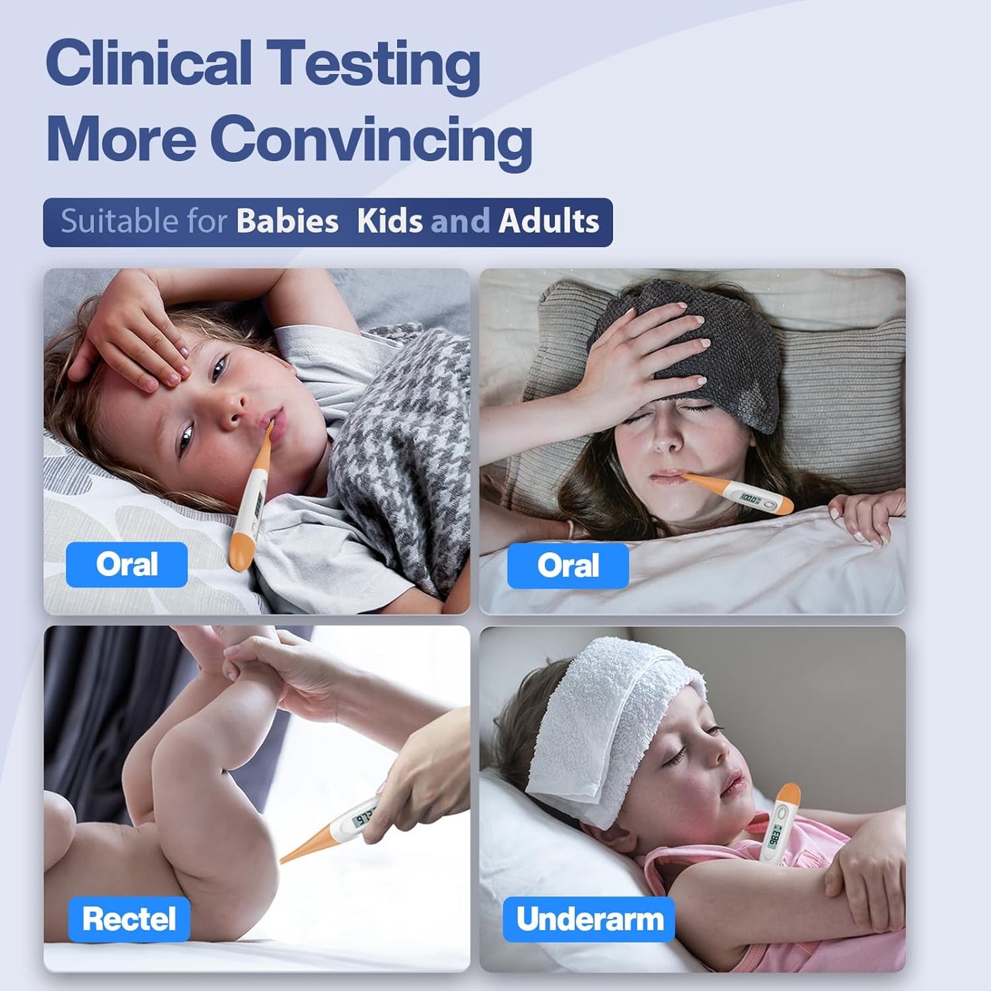 Boncare 10 Seconds Digital Thermometer for Adults and Kids - Accurate & Safe Rectal Thermometer for Baby with Fever Alarm, Oral Thermometer FSA HSA Eligible (Orange)