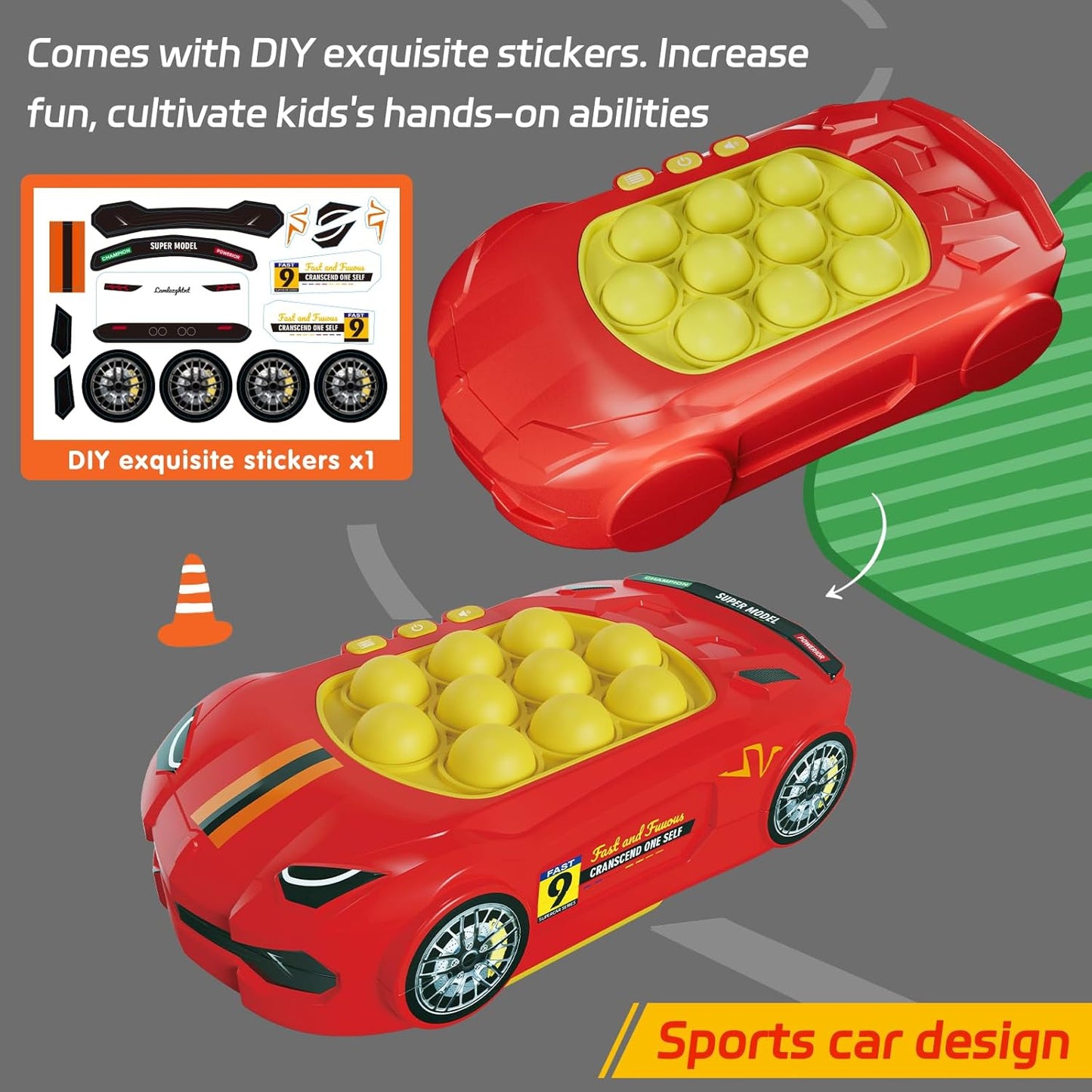 Fidget Toys Light Up Game, Handheld Games for Kids, Quick Push Bubbles Game Console, Autism Sensory Toys Birthday Gifts for Old Boys Kids Teens