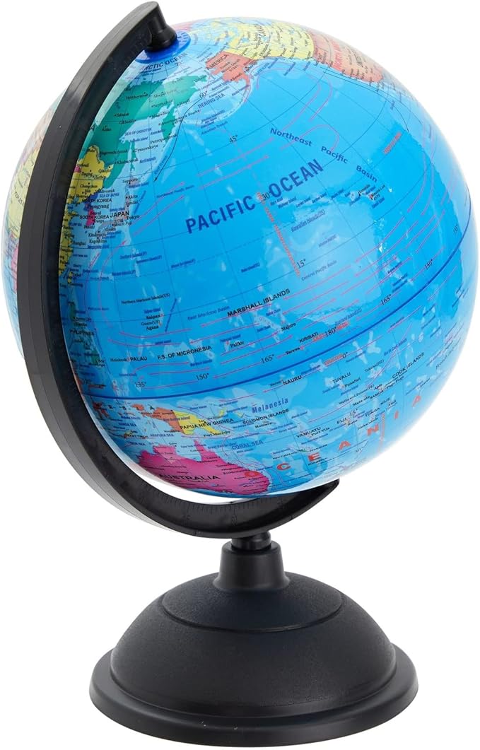 Juvale World Globe for Kids - 8-Inch, Multicolor with Plastic Stand - Educational Desk Globe with World Map for Kids & Classroom Decor