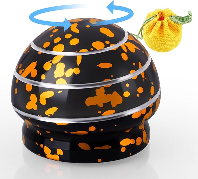 MAGICYOYO Kinetic Desk Toy Ball - Metal Fidget Spinner for Anxiety & ADHD Relief, Optical Illusion Spinning Toys for Adults, Parents - Ideal Gift for Office & Home (1.54'' , Black Golden)