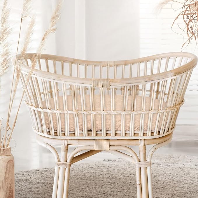 lulumoon Muslin Bassinet Sheets Baby: Cotton Bassinet Sheets Fitted for Boys and Girls - Bassinet Mattress Sheets for Oval Rectangle or Hourglass