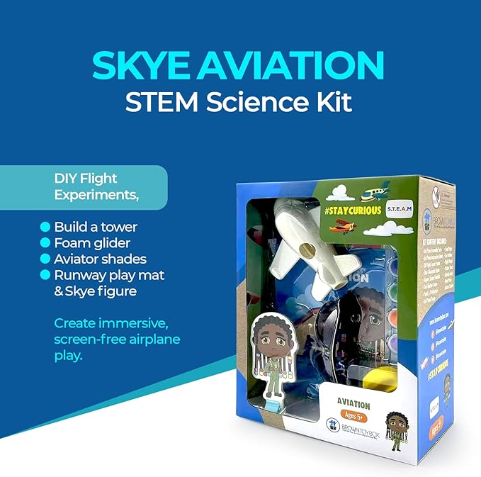 Brown Toy Box Dadisi Academy Skye Aviation STEM Science Kit | STEM Toy & DIY 3 D Airplane, Control Tower & Glider | Hands On Learning Gift for Boys and Girls Ages 4-8, Toys & Games Educational Set