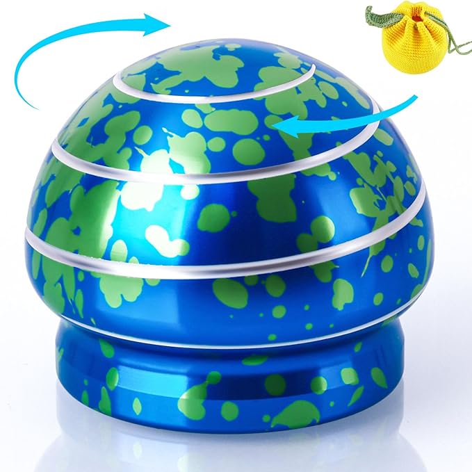MAGICYOYO Kinetic Desk Toy Ball - Metal Fidget Spinner for Anxiety & ADHD Relief, Optical Illusion Spinning Toys for Adults, Kids, Parents - Ideal Gift for Office & Home (1.54'' , Blue Green)