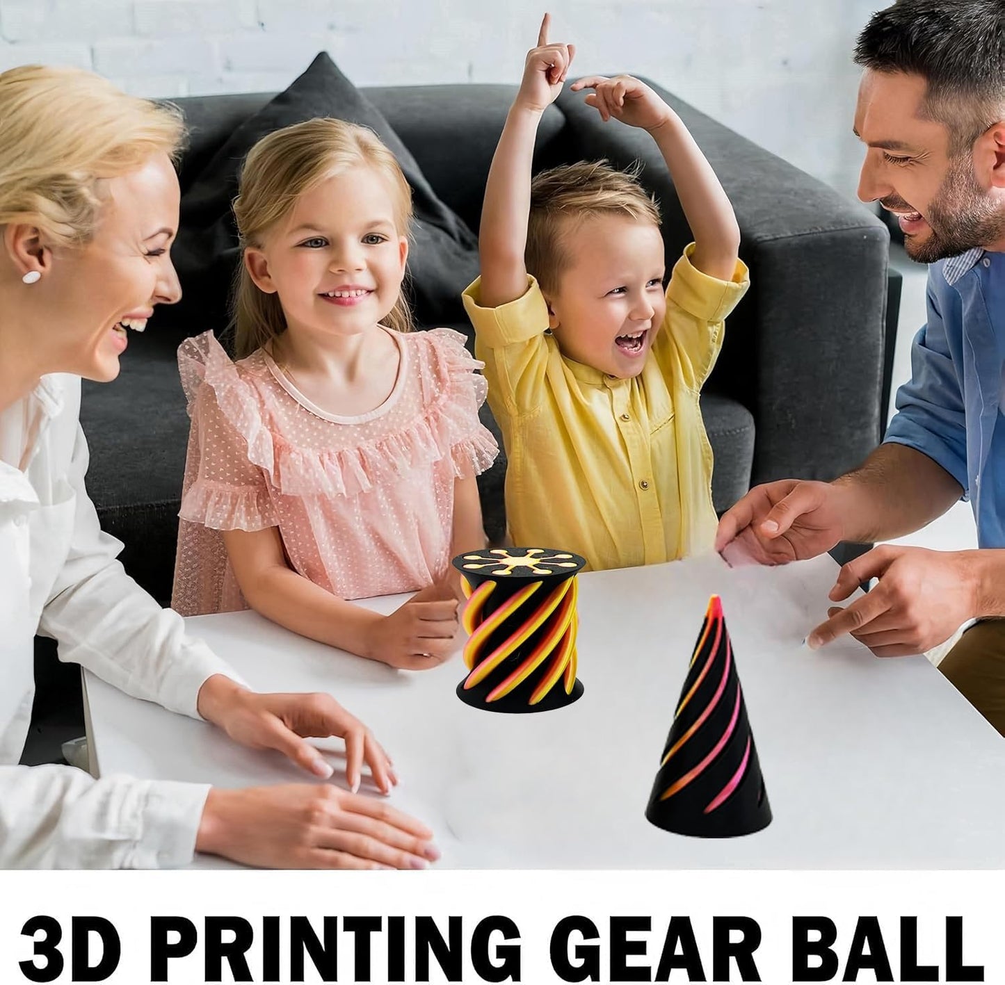 Impossible Pyramid Passthrough Sculpture - 2Pcs 3D Printed Spiral Cone Fidget Toy, Stress and Anxiety Relief Toy, Pass Through Pyramid Fidget Toy for Adult Children (Colorful-Orange)