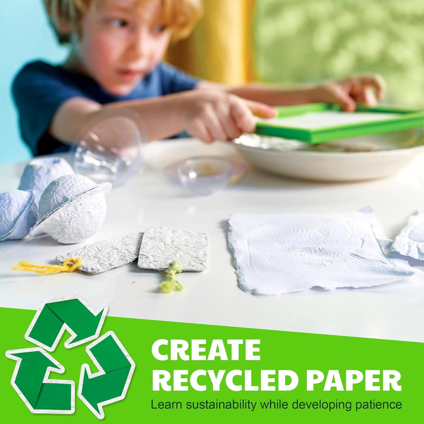 4M - STEAM Green Paper Crafts - Make Recycled Papers, Flower Pressing Art - Eco-Friendly STEAM Craft Paper Kit for Kids Ages 5+ - Learn Sustainability Through Creative Activities