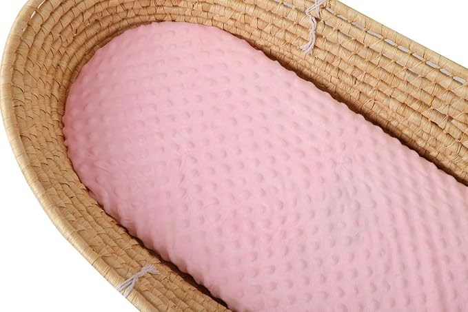 Dot Bassinet Sheet Set 2 Pack Stretch Fitted Cradle Sheets,Ultra Soft Thick Universal Fit Oval Rectangle Hourglass Pad/Mattress, for Baby Girls and Boys Grey Pink