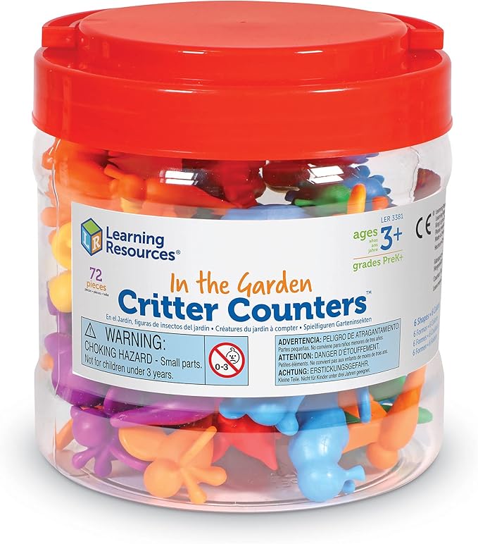 Learning Resources in The Garden Critter Counters - 72 Pieces, Ages 3+ Toddler Learning Toys, Math Games for Kids, Math Manipulatives