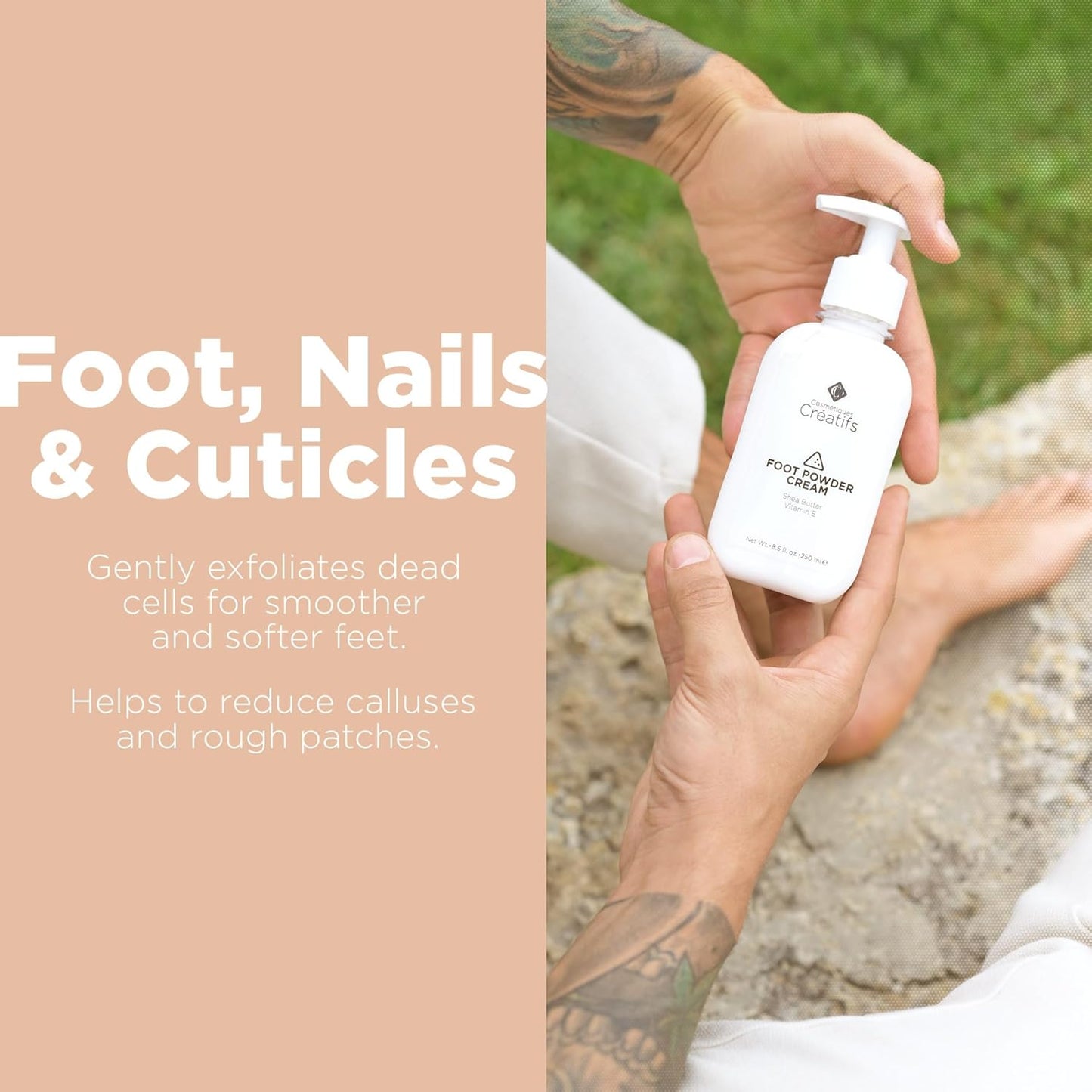 Foot Powder Cream for Dry Cracked Heels, Odor Control, and Intense Skin Hydration, 8.5 fl. oz., with Shea Butter and Vitamin E