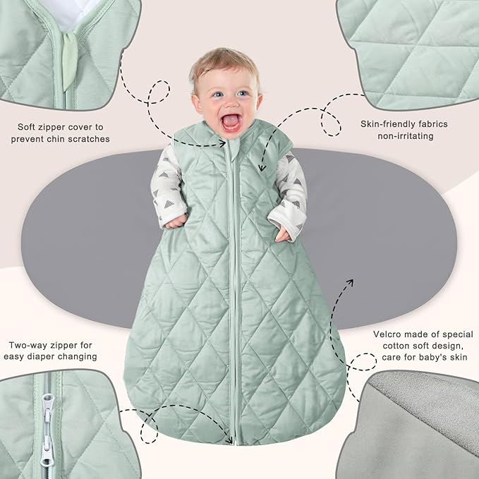 Newborn Sleep Sack Baby Swaddle,3-Way Adjustable Wearable Blanket,Swaddling Sleeping Bag,TOG 2.5 (Green, 3-6 Months)