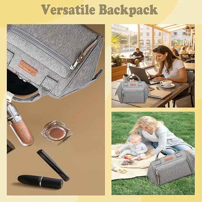 Small Diaper Bag-Mini Diaper Bag Backpack Crossbody Baby Diaper Tote Bag with Insulated Pocket(Grey)