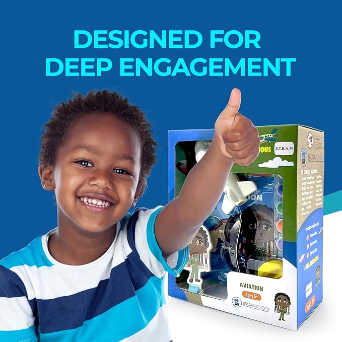 Brown Toy Box Dadisi Academy Skye Aviation STEM Science Kit | STEM Toy & DIY 3 D Airplane, Control Tower & Glider | Hands On Learning Gift for Boys and Girls Ages 4-8, Toys & Games Educational Set