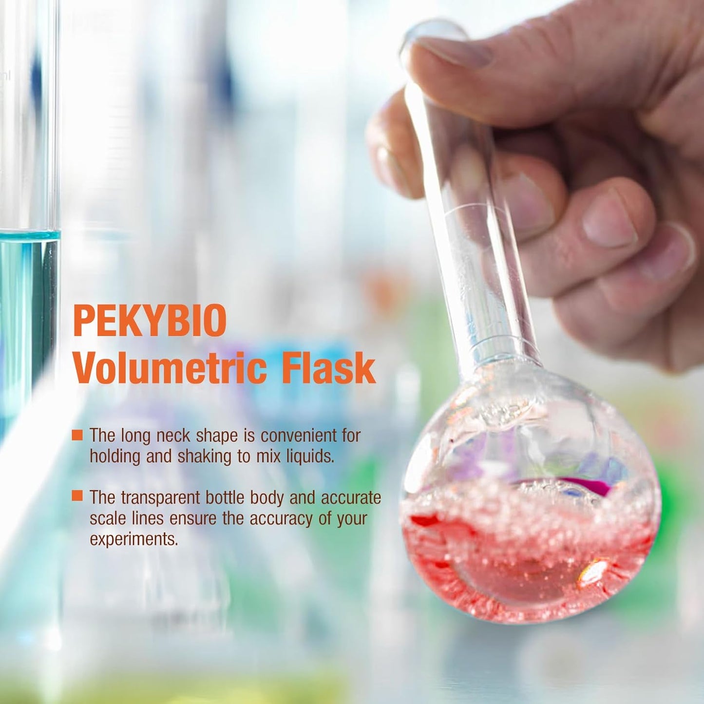 50ML Volumetric Flask Set|ASTM Class A 3.3 Borosilicate Glass|Polypropylene Stopper|White Graduation|for Analytical Chemistry Work|2PCS