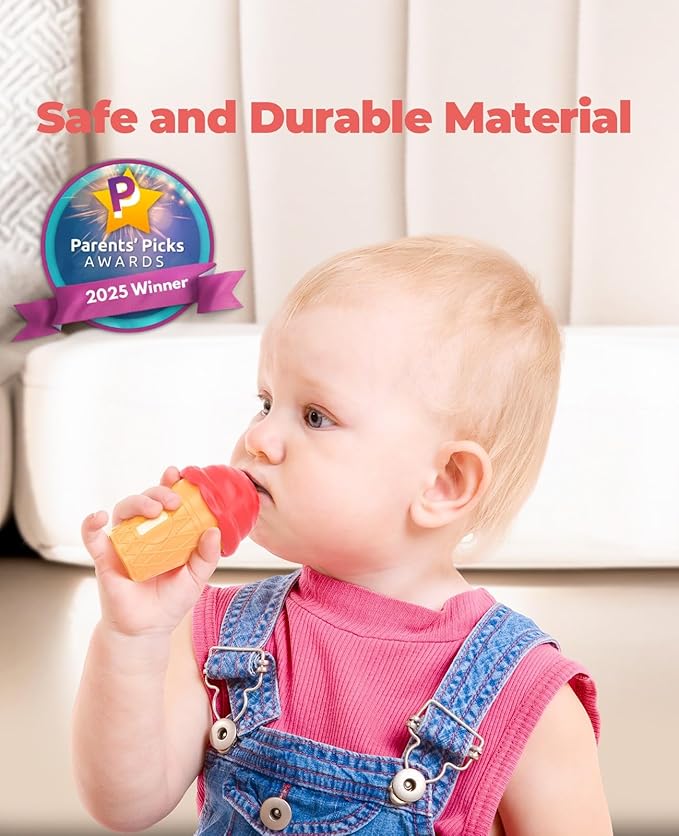 JoyCat Ice Cream Preschool Learning Activities Counting and Color Sorting Set Stacking Toys for Kids 3-5, Educational Fine Motor Skills Toys, 65PCS Math Manipulatives Resources Food Toys