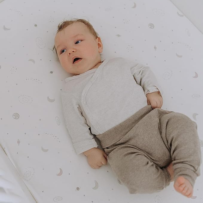 Baby Bassinet Sheets for Boy, Girl (Galaxy, Moon and Stars) 2-Pack - Fitted Bedside Bassinet Sheets - Buttery Soft Cotton Blend for Standard Mattress Pad - Compatible with Halo BassiNest