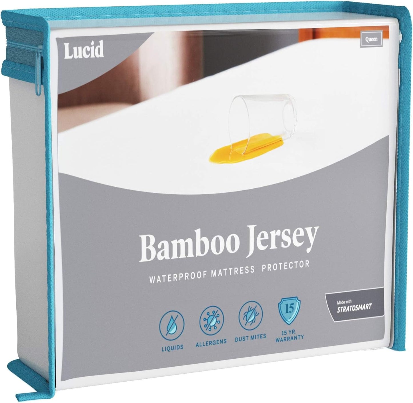 LUCID Premium Rayon made from Bamboo Jersey Mattress Protector - Ultra Soft - Waterproof - King