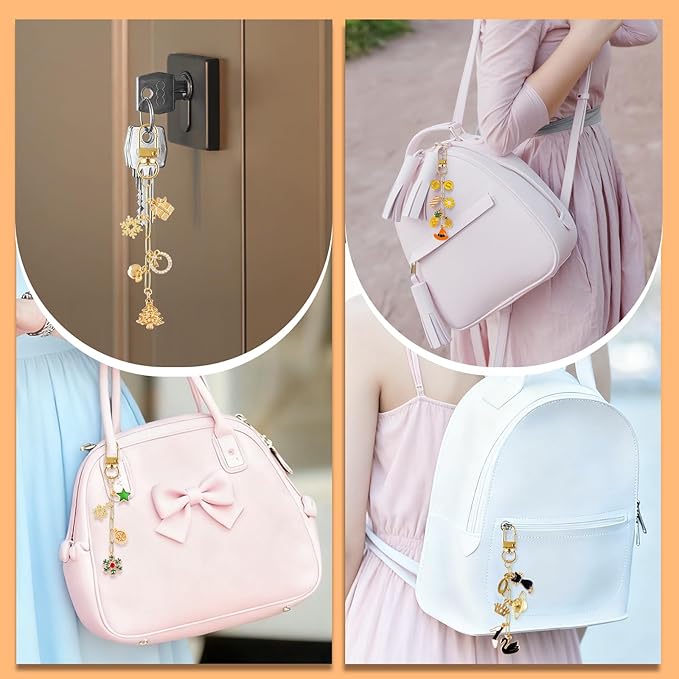 Wurosi 50 Set Paperclip Keychain Making Kit, Bag Charm Kit, 50 Keychain Clips, 50 Extender Chain, 50 Resealable Pouch Bag, 50 Thank You Cards, 5M Hemp Rope, Jewelry Making Kit for DIY Keyrings Charms